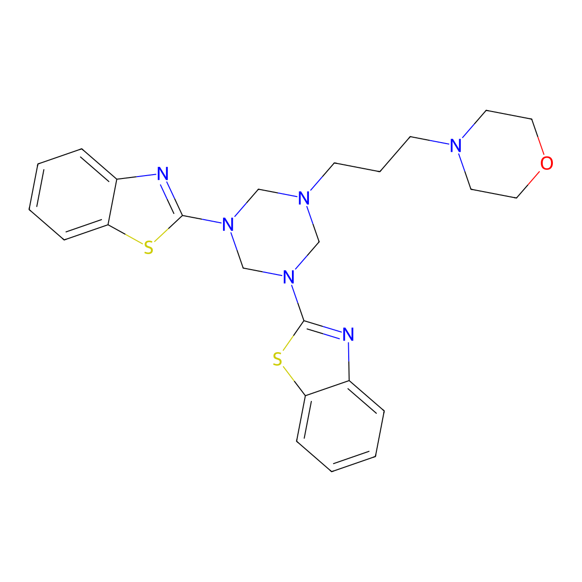 2-[3-(1,3-Benzothiazol-2-yl)-5-(3-morpholin-4-ylpropyl)-1,3,5-triazinan-1-yl]-1,3-benzothiazole molecular structure, CAS 727391-03-9