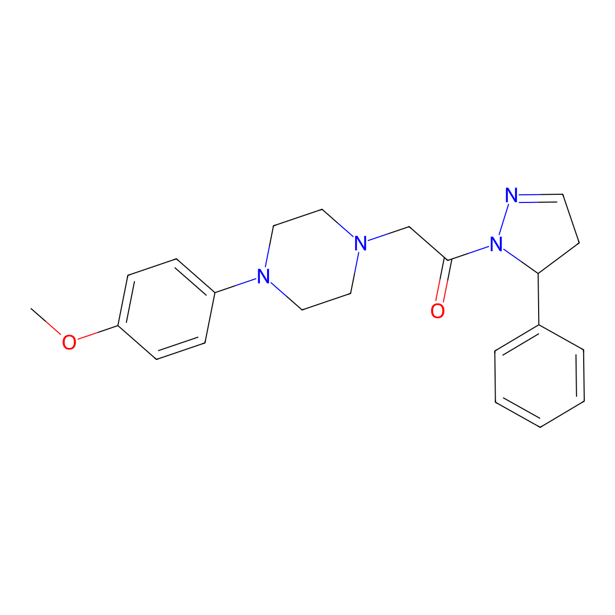 2-[4-(4-methoxyphenyl)piperazin-1-yl]-1-(5-phenyl-4,5-dihydro-1H-pyrazol-1-yl)ethanone molecular structure, CAS 727391-16-4