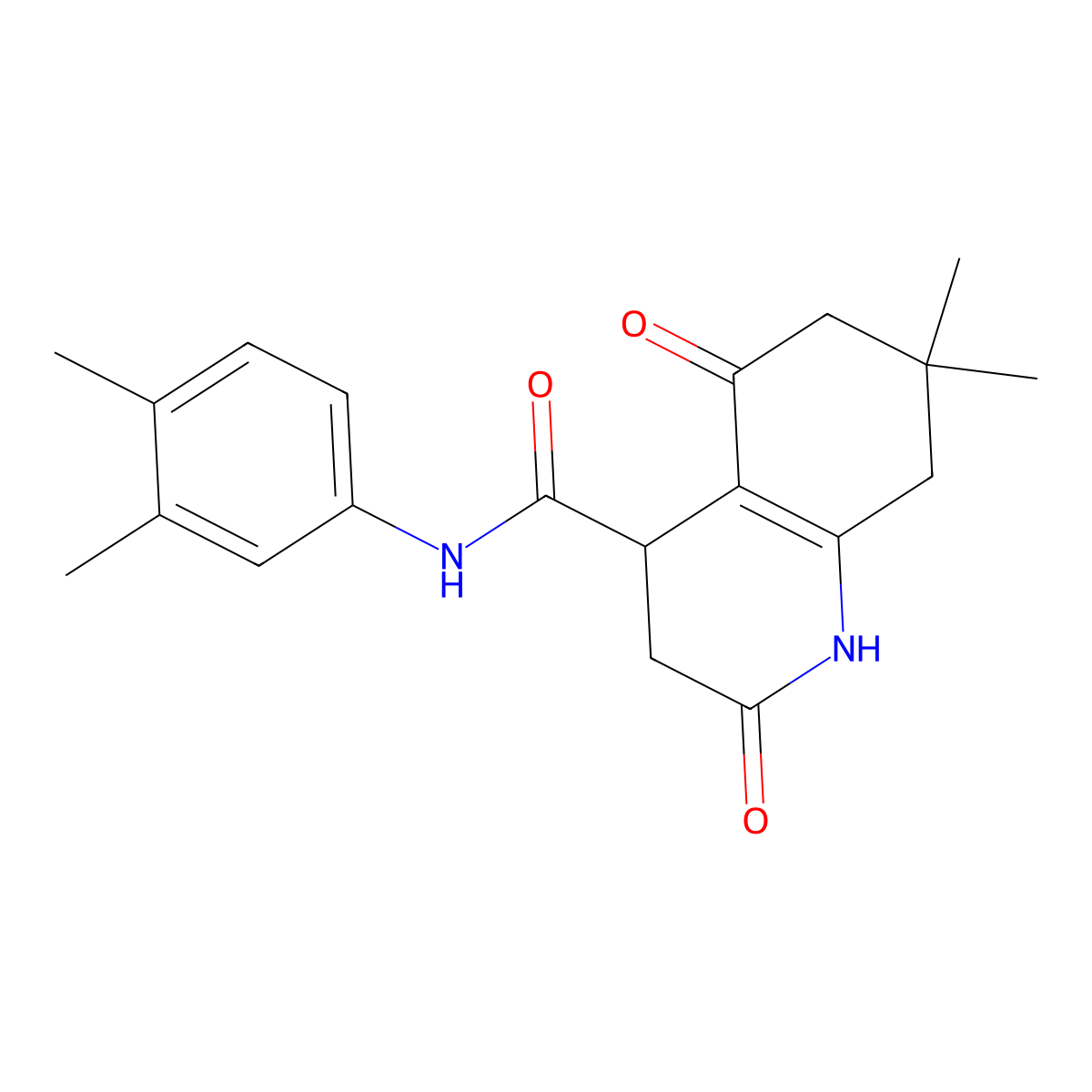 N-(3,4-dimethylphenyl)-7,7-dimethyl-2,5-dioxo-1,2,3,4,5,6,7,8-octahydroquinoline-4-carboxamide molecular structure, CAS 727391-99-3
