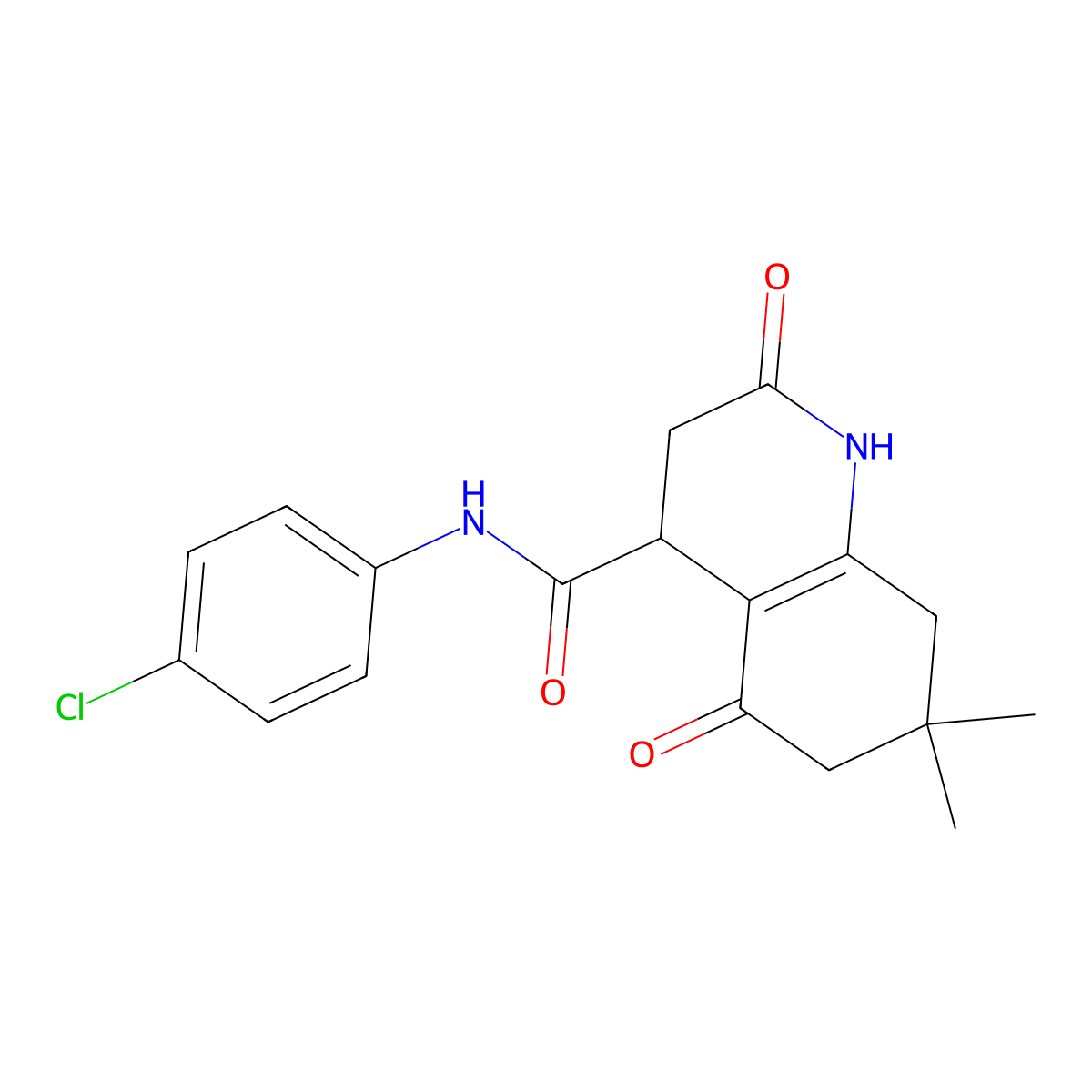 N-(4-chlorophenyl)-7,7-dimethyl-2,5-dioxo-1,2,3,4,5,6,7,8-octahydroquinoline-4-carboxamide molecular structure, CAS 727392-01-0