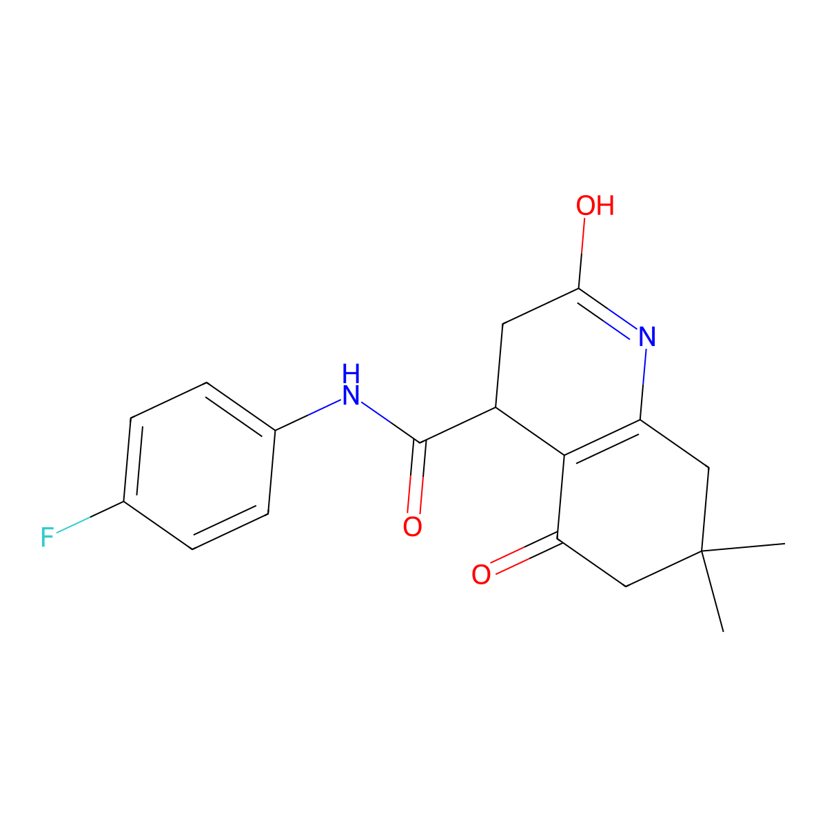 N-(4-fluorophenyl)-7,7-dimethyl-2,5-dioxo-3,4,6,8-tetrahydro-1H-quinoline-4-carboxamide molecular structure, CAS 727392-02-1