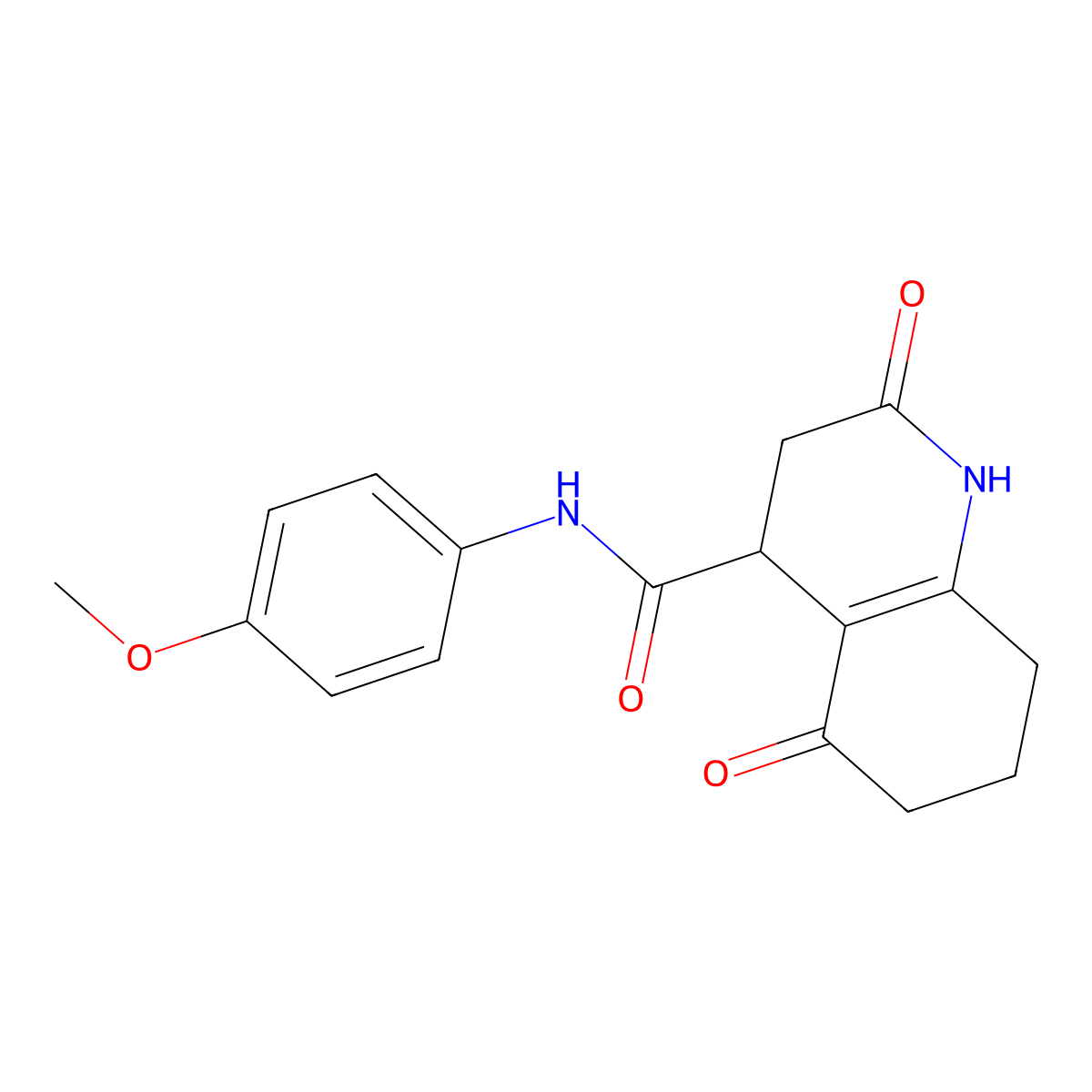 N-(4-methoxyphenyl)-2,5-dioxo-1,2,3,4,5,6,7,8-octahydroquinoline-4-carboxamide molecular structure, CAS 727392-05-4