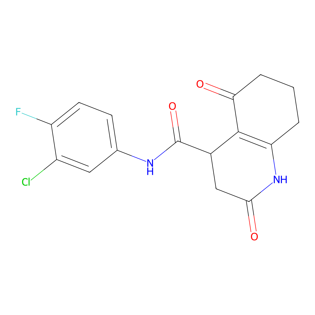 N-(3-chloro-4-fluorophenyl)-2,5-dioxo-1,2,3,4,5,6,7,8-octahydroquinoline-4-carboxamide molecular structure, CAS 727392-07-6