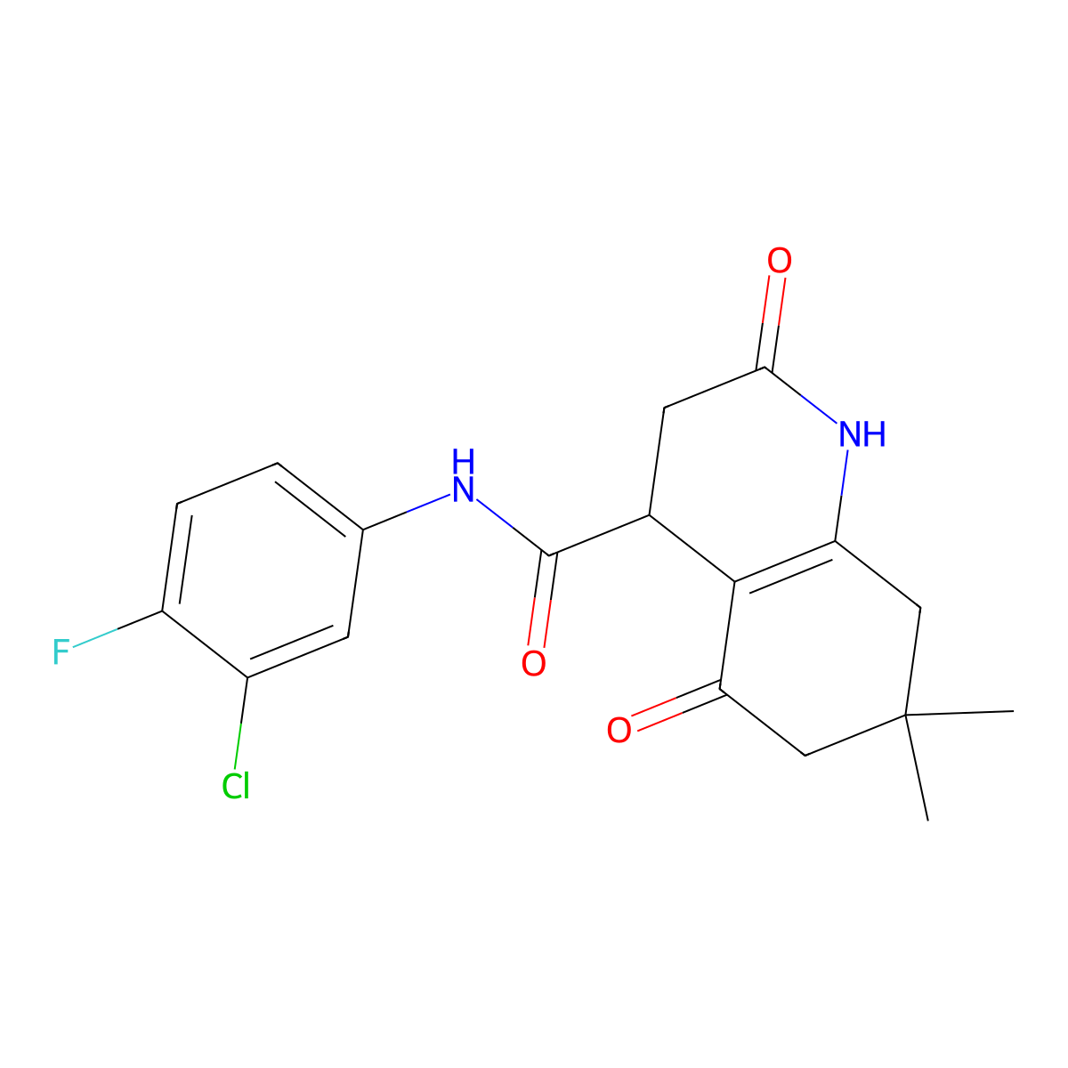 N-(3-chloro-4-fluorophenyl)-7,7-dimethyl-2,5-dioxo-1,2,3,4,5,6,7,8-octahydroquinoline-4-carboxamide molecular structure, CAS 727392-08-7
