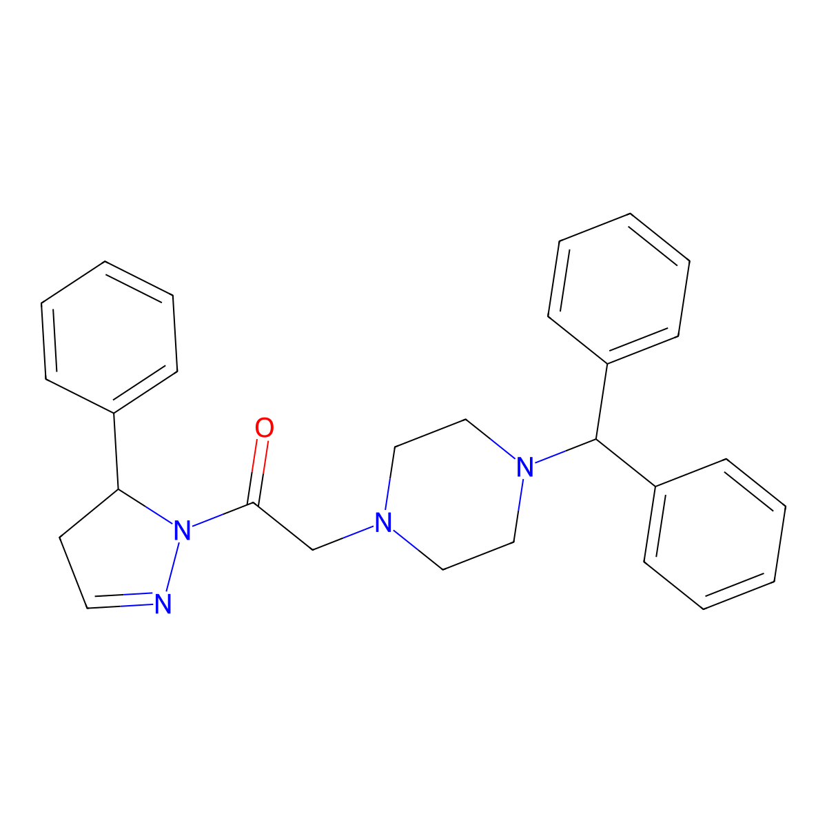 2-[4-(diphenylmethyl)piperazin-1-yl]-1-(5-phenyl-4,5-dihydro-1H-pyrazol-1-yl)ethanone molecular structure, CAS 727392-10-1