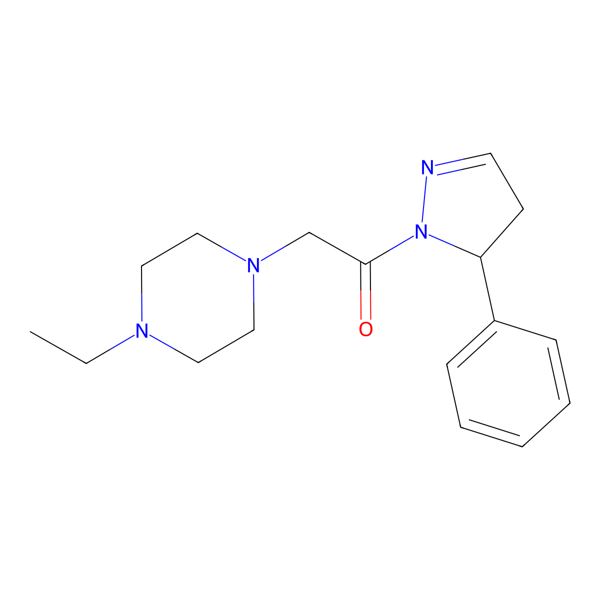 2-(4-Ethylpiperazin-1-yl)-1-(3-phenyl-3,4-dihydropyrazol-2-yl)ethanone molecular structure, CAS 727392-11-2