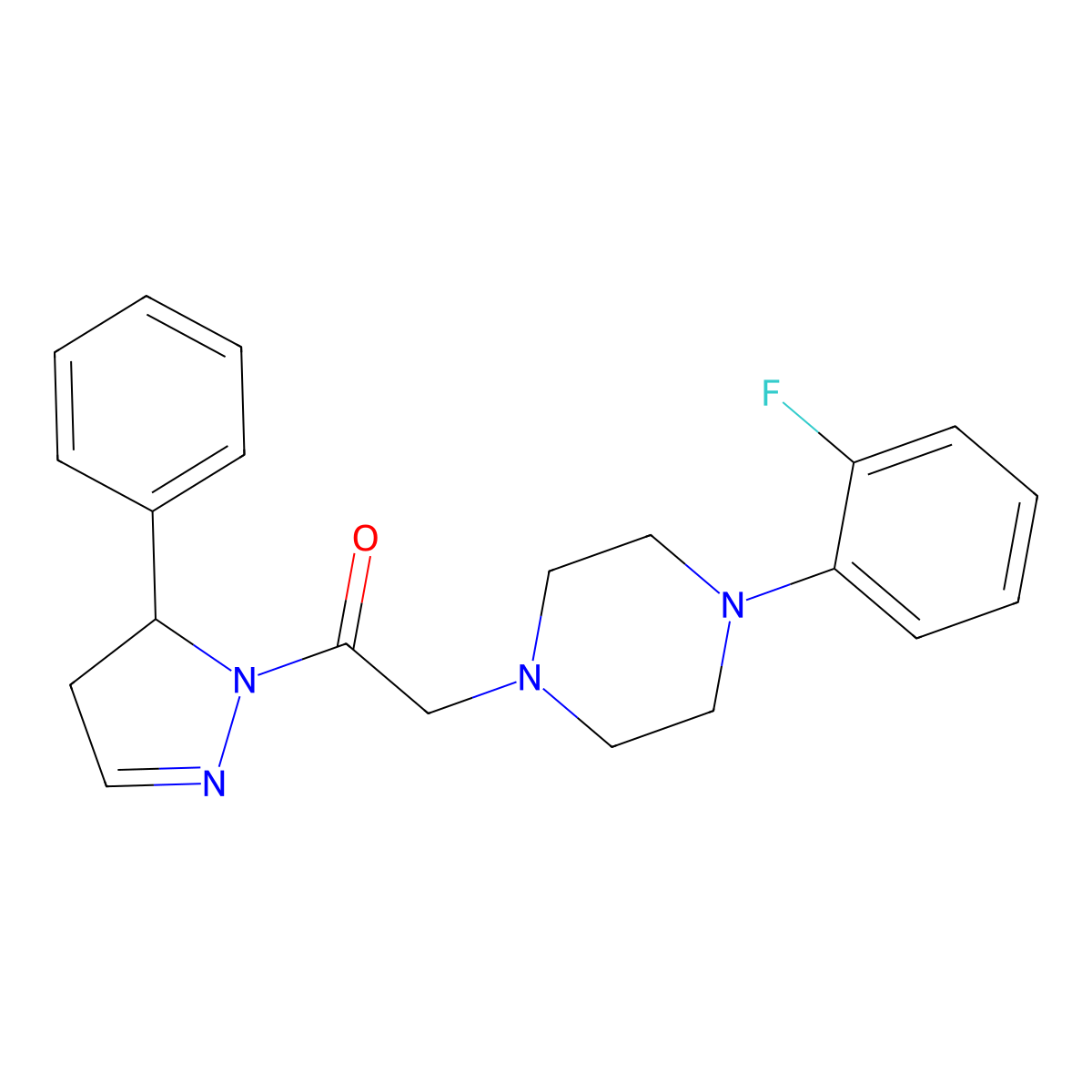 2-[4-(2-fluorophenyl)piperazin-1-yl]-1-(5-phenyl-4,5-dihydro-1H-pyrazol-1-yl)ethanone molecular structure, CAS 727392-15-6