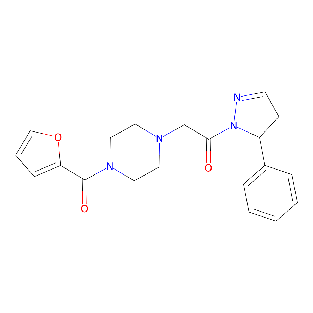 1-(2-furanylcarbonyl)-4-(2-oxo-2-(5-phenyl-4,5-dihydro-1H-pyrazol-1-yl)ethyl)piperazine molecular structure, CAS 727392-19-0