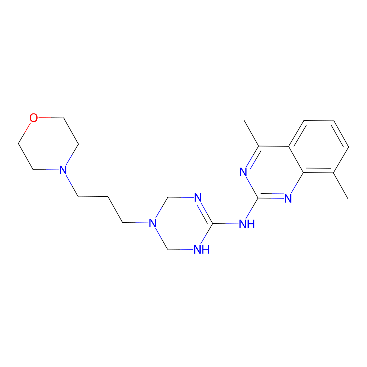 4,8-dimethyl-N-[3-(3-morpholin-4-ylpropyl)-2,4-dihydro-1H-1,3,5-triazin-6-yl]quinazolin-2-amine molecular structure, CAS 727392-25-8