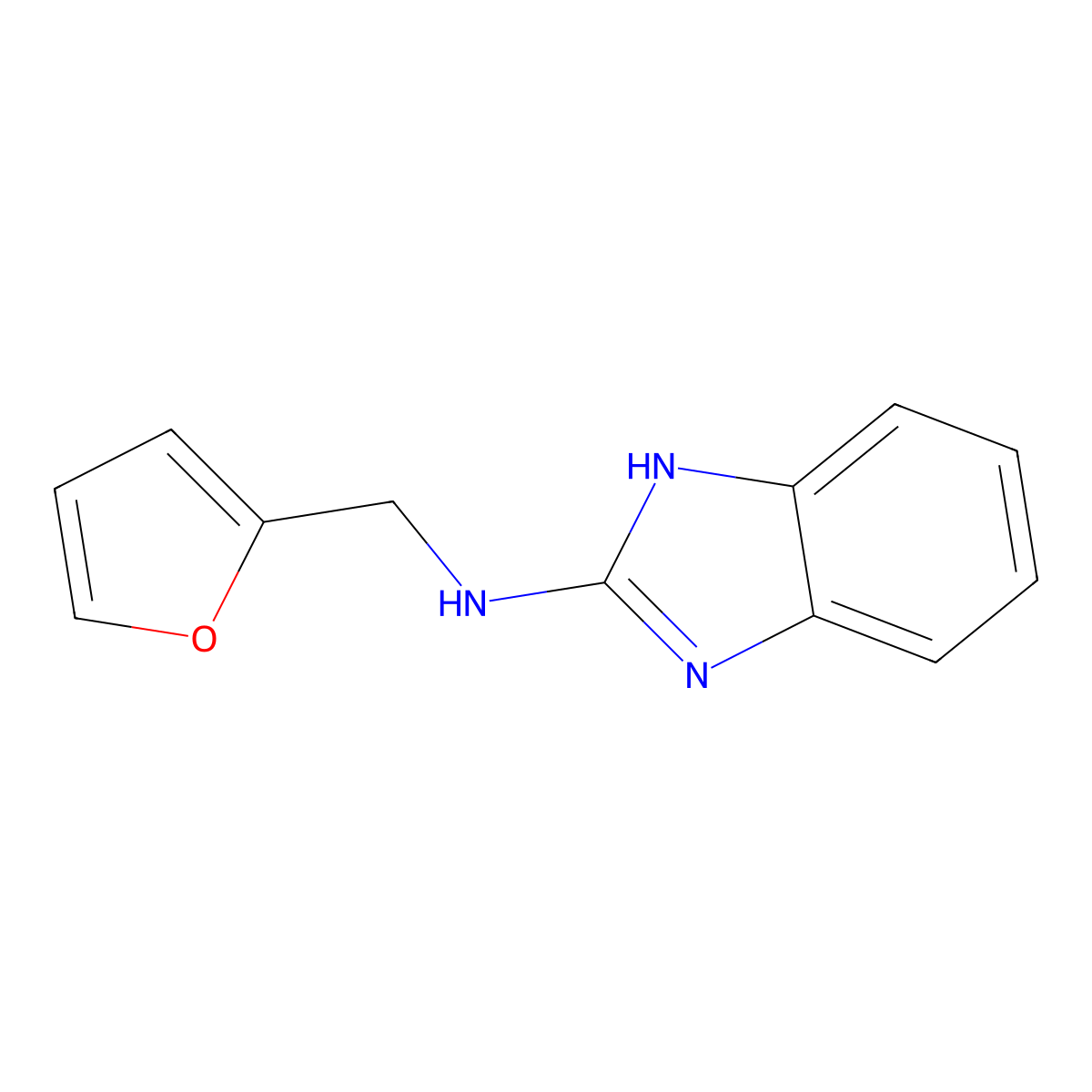 N-(furan-2-ylmethyl)-1H-benzimidazol-2-amine molecular structure, CAS 727392-72-5