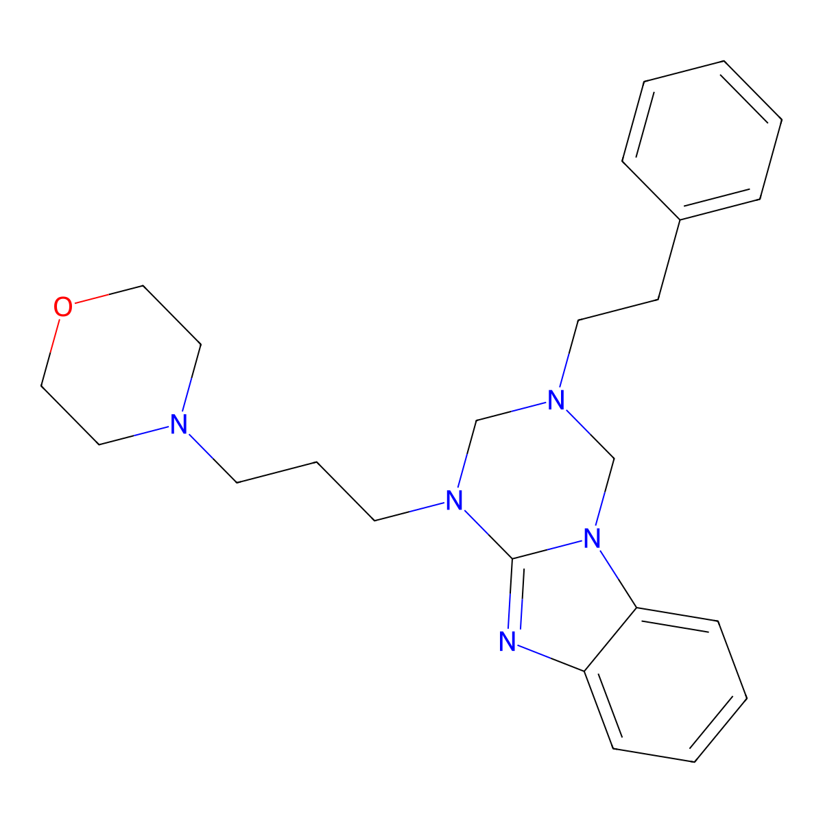 4-[3-(3-Phenethyl-2,4-dihydro-[1,3,5]triazino[1,2-a]benzimidazol-1-yl)propyl]morpholine molecular structure, CAS 727392-76-9