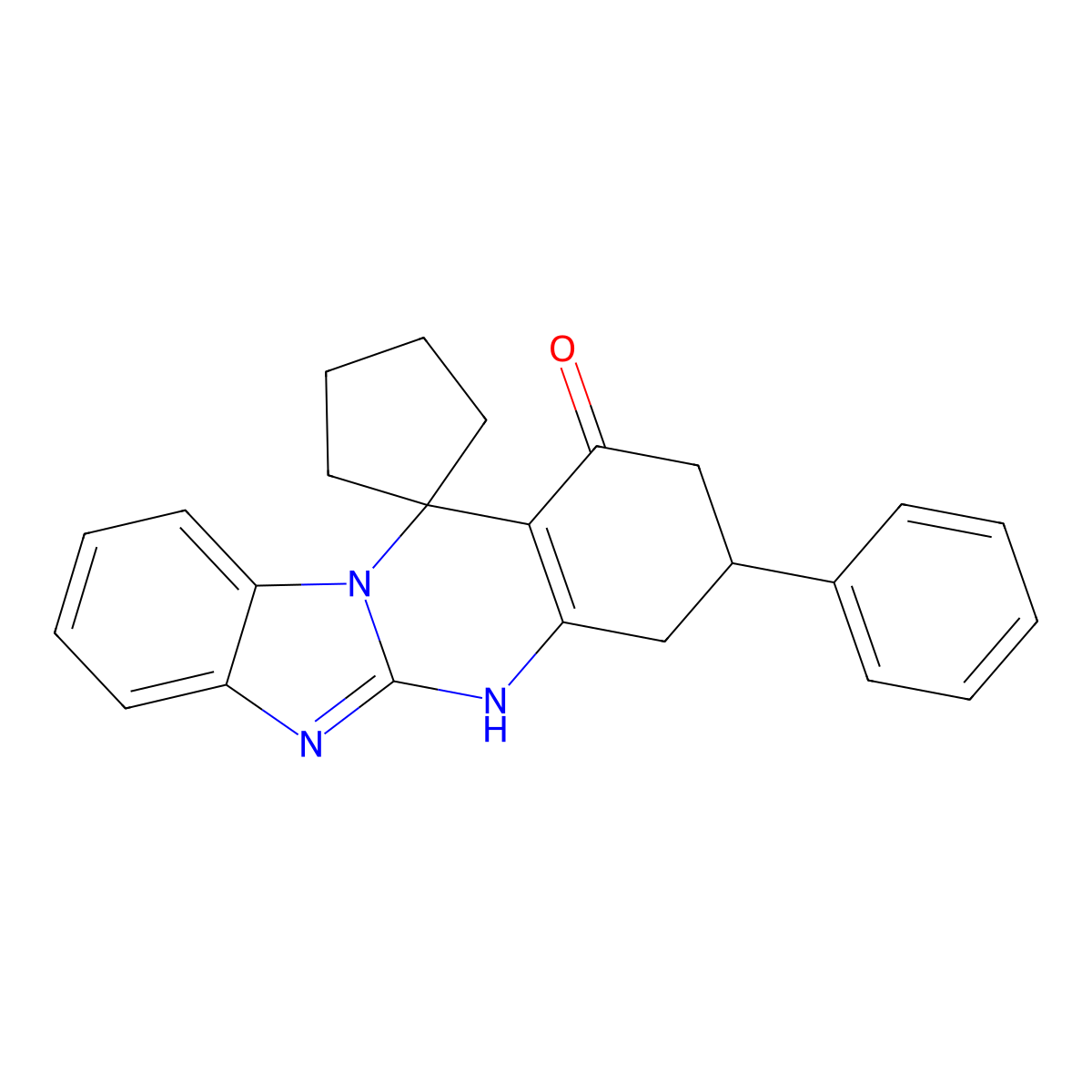 3-phenyl-3,4-dihydro-2H-spiro[benzimidazo[2,1-b]quinazoline-12,1'-cyclopentan]-1(5H)-one molecular structure, CAS 727392-92-9