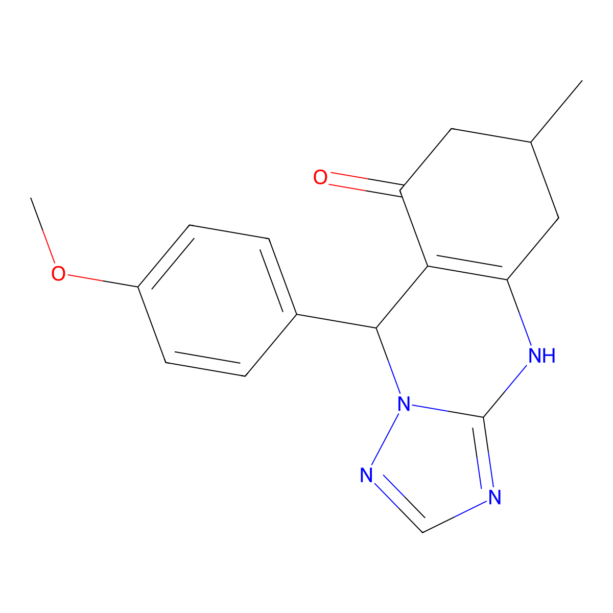 9-(4-methoxyphenyl)-6-methyl-5,6,7,9-tetrahydro[1,2,4]triazolo[5,1-b]quinazolin-8(4H)-one molecular structure, CAS 727393-91-1