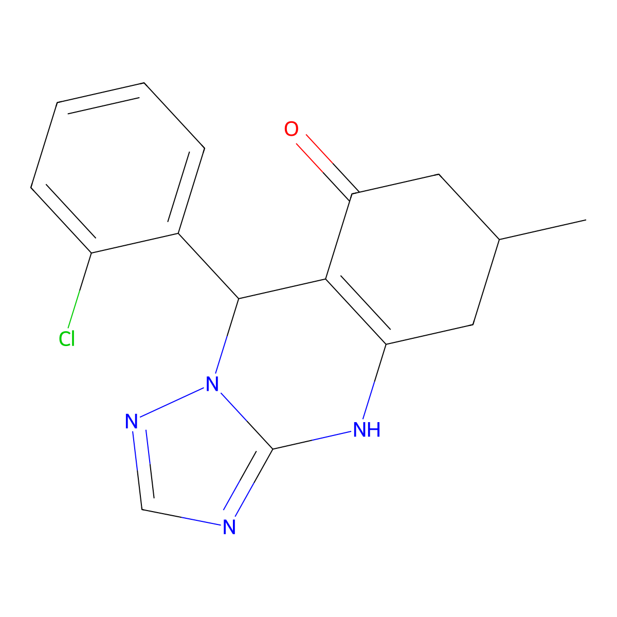 9-(2-chlorophenyl)-6-methyl-5,6,7,9-tetrahydro[1,2,4]triazolo[5,1-b]quinazolin-8(4H)-one molecular structure, CAS 727393-93-3