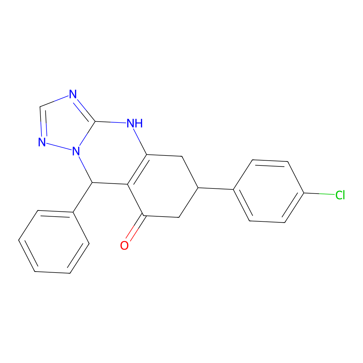 6-(4-chlorophenyl)-9-phenyl-5,6,7,9-tetrahydro[1,2,4]triazolo[5,1-b]quinazolin-8(4H)-one molecular structure, CAS 727394-12-9