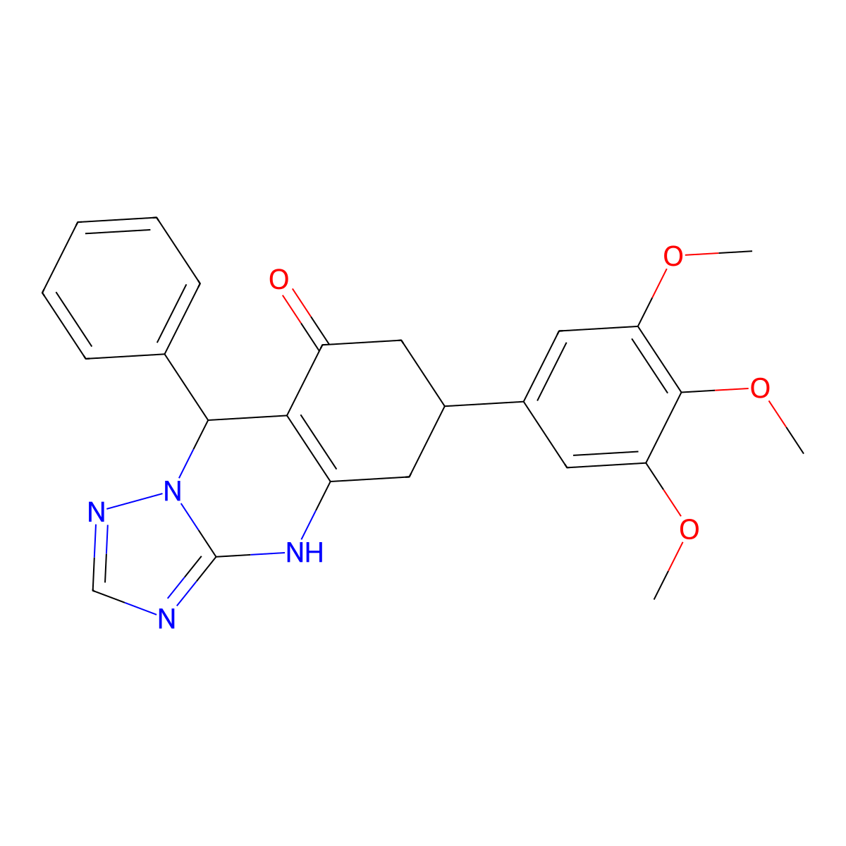 9-Phenyl-6-(3,4,5-trimethoxyphenyl)-5,6,7,9-tetrahydro[1,2,4]triazolo[5,1-b]quinazolin-8-ol molecular structure, CAS 727394-59-4