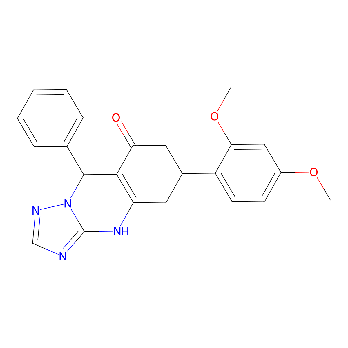 6-(2,4-dimethoxyphenyl)-9-phenyl-5,6,7,9-tetrahydro[1,2,4]triazolo[5,1-b]quinazolin-8(4H)-one molecular structure, CAS 727394-89-0