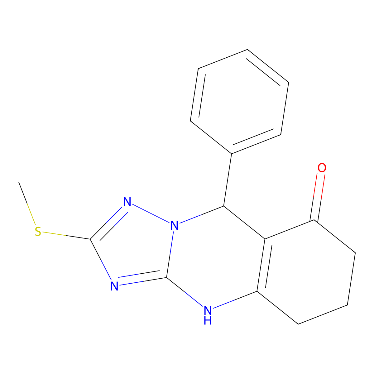 2-(methylsulfanyl)-9-phenyl-5,6,7,9-tetrahydro[1,2,4]triazolo[5,1-b]quinazolin-8(4H)-one molecular structure, CAS 727395-08-6
