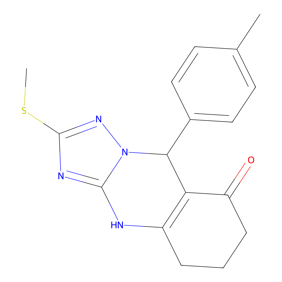 9-(4-methylphenyl)-2-(methylsulfanyl)-5,6,7,9-tetrahydro[1,2,4]triazolo[5,1-b]quinazolin-8(4H)-one molecular structure, CAS 727395-09-7