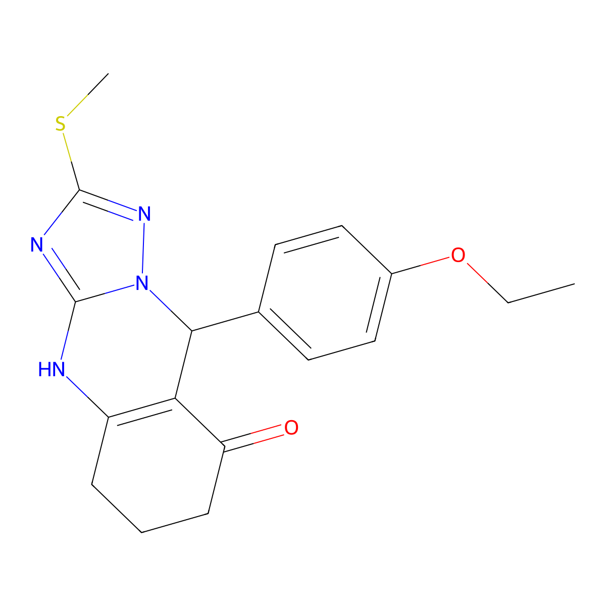 9-(4-ethoxyphenyl)-2-(methylsulfanyl)-5,6,7,9-tetrahydro[1,2,4]triazolo[5,1-b]quinazolin-8(4H)-one molecular structure, CAS 727395-12-2