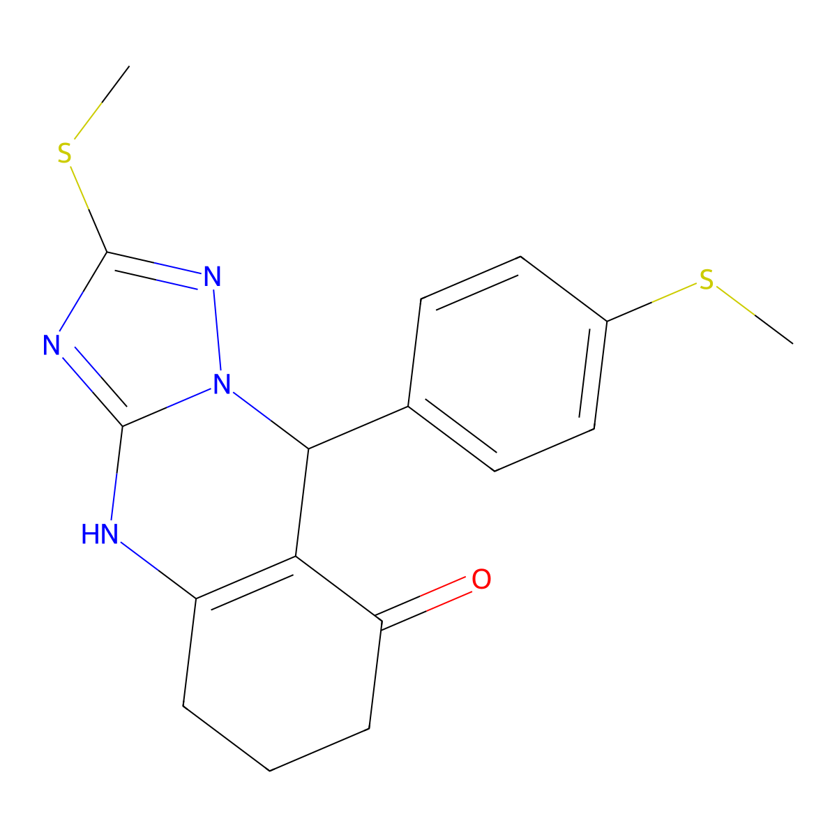 2-(methylsulfanyl)-9-[4-(methylsulfanyl)phenyl]-5,6,7,9-tetrahydro[1,2,4]triazolo[5,1-b]quinazolin-8(4H)-one molecular structure, CAS 727395-14-4