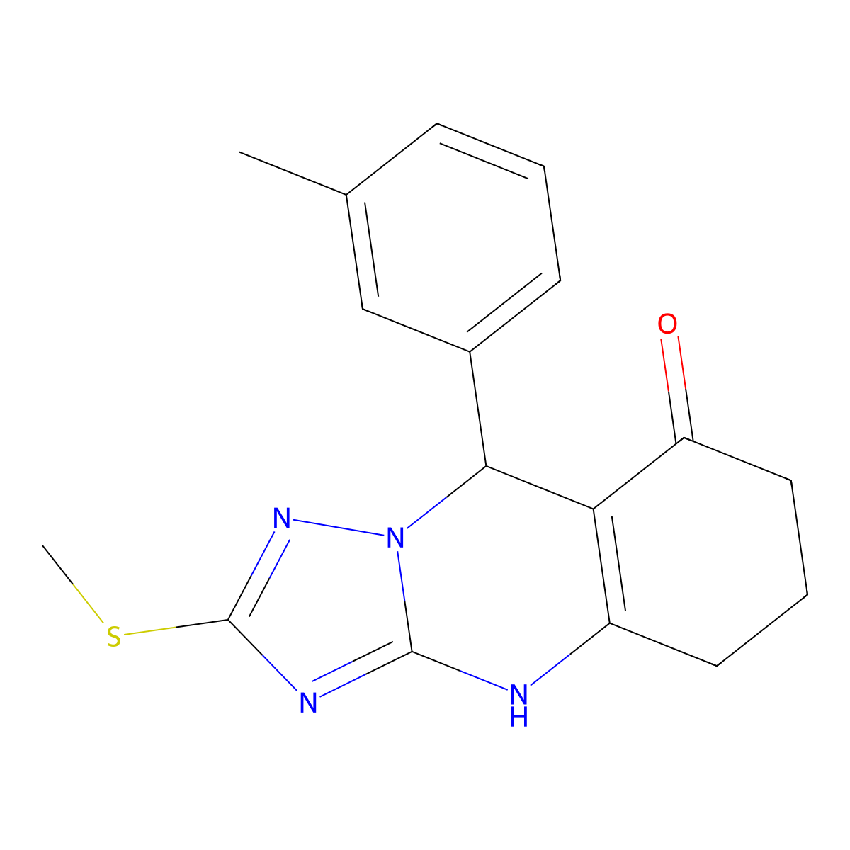 9-(3-methylphenyl)-2-(methylsulfanyl)-5,6,7,9-tetrahydro[1,2,4]triazolo[5,1-b]quinazolin-8(4H)-one molecular structure, CAS 727395-19-9