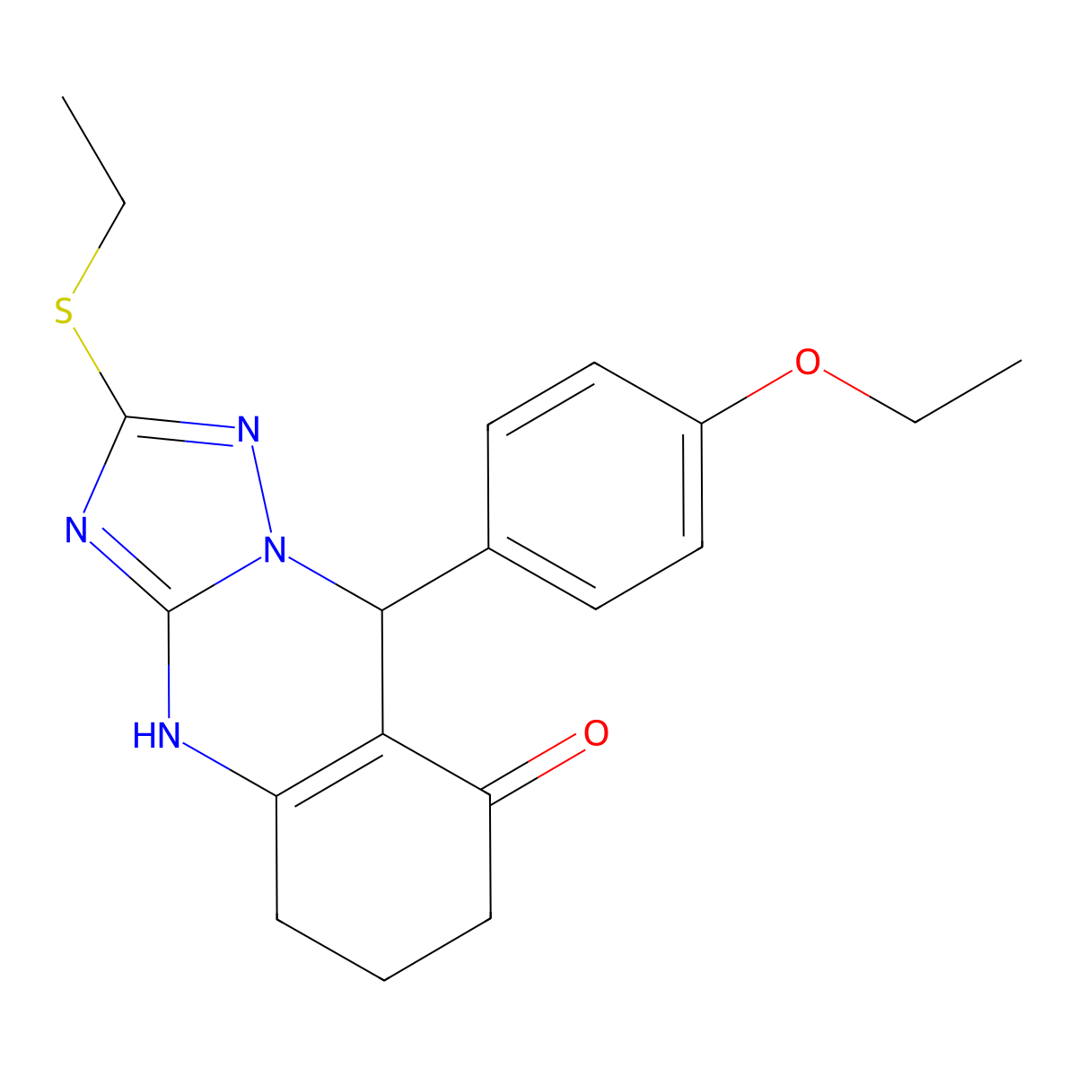 9-(4-ethoxyphenyl)-2-(ethylsulfanyl)-5,6,7,9-tetrahydro[1,2,4]triazolo[5,1-b]quinazolin-8(4H)-one molecular structure, CAS 727395-58-6