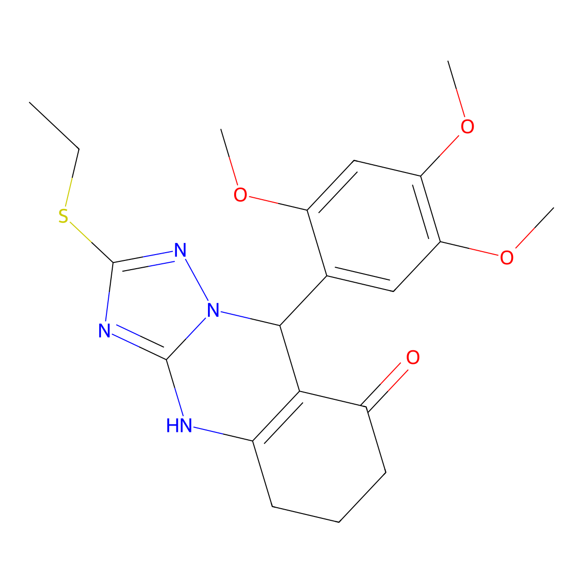 2-(Ethylsulfanyl)-9-(2,4,5-trimethoxyphenyl)-5,6,7,9-tetrahydro[1,2,4]triazolo[5,1-b]quinazolin-8-ol molecular structure, CAS 727402-01-9