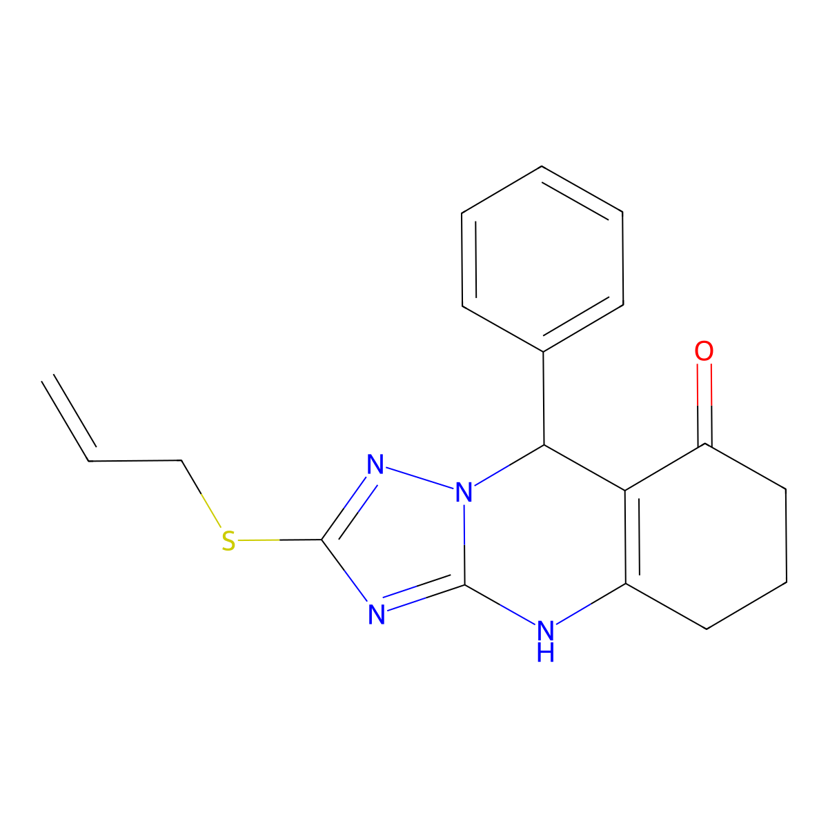 9-phenyl-2-(prop-2-en-1-ylsulfanyl)-5,6,7,9-tetrahydro[1,2,4]triazolo[5,1-b]quinazolin-8(4H)-one molecular structure, CAS 727402-82-6
