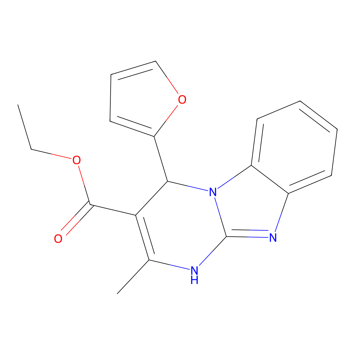 Ethyl 4-(2-furyl)-2-methyl-1,4-dihydropyrimido[1,2-a]benzimidazole-3-carboxylate molecular structure, CAS 727405-57-4