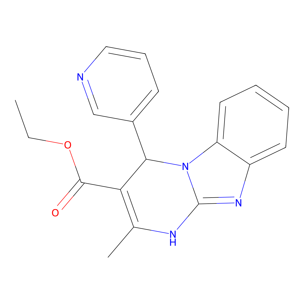 Ethyl 2-methyl-4-pyridin-3-yl-1,4-dihydropyrimido[1,2-a]benzimidazole-3-carboxylate molecular structure, CAS 727405-61-0