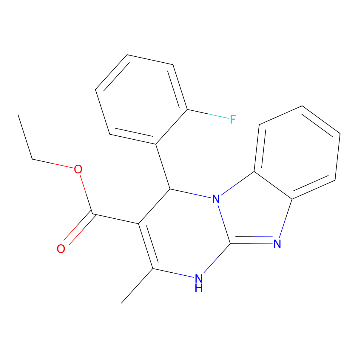 Ethyl 4-(2-fluorophenyl)-2-methyl-1,4-dihydropyrimido[1,2-a]benzimidazole-3-carboxylate molecular structure, CAS 727405-80-3