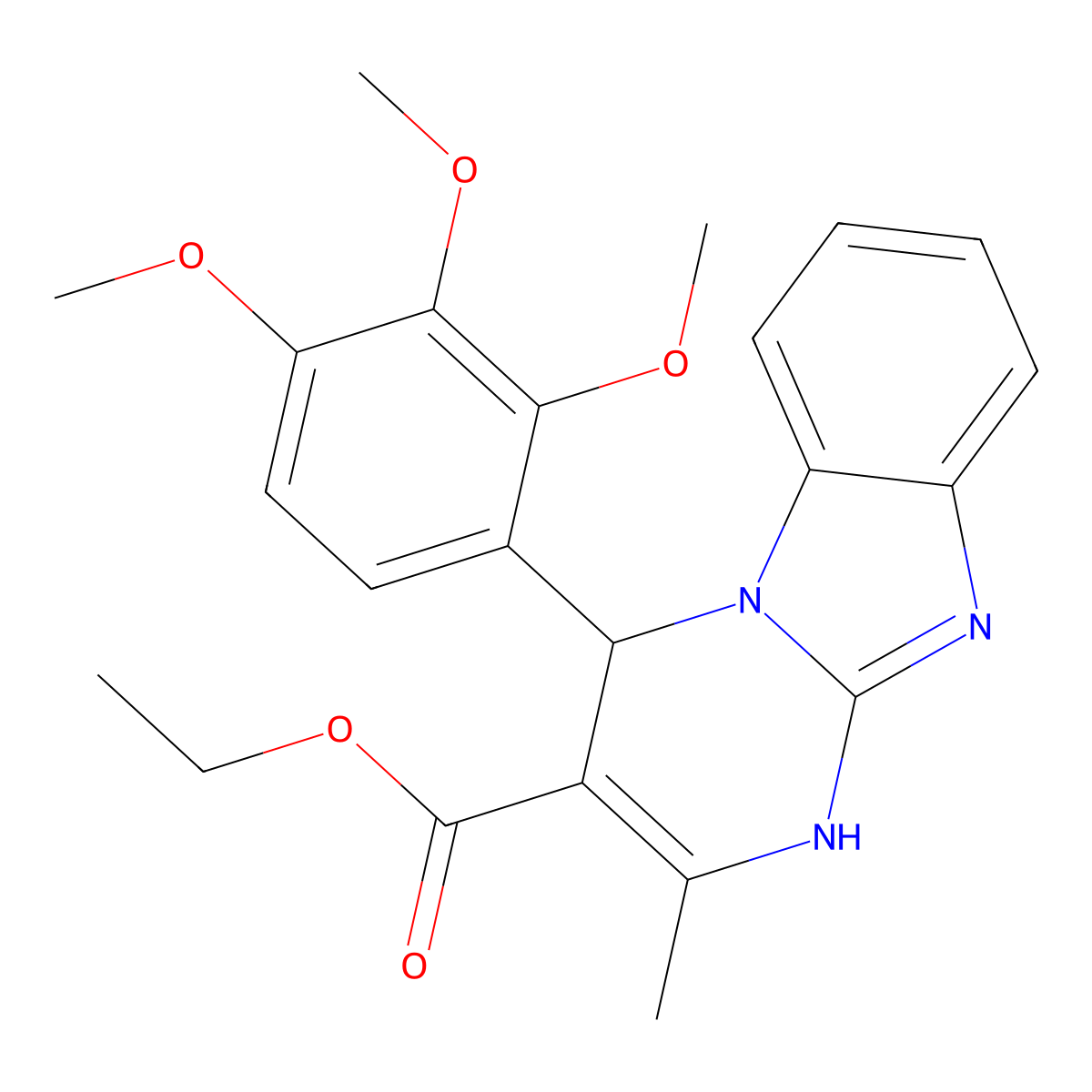 Ethyl 2-methyl-4-(2,3,4-trimethoxyphenyl)-1,4-dihydropyrimido[1,2-a]benzimidazole-3-carboxylate molecular structure, CAS 727405-88-1