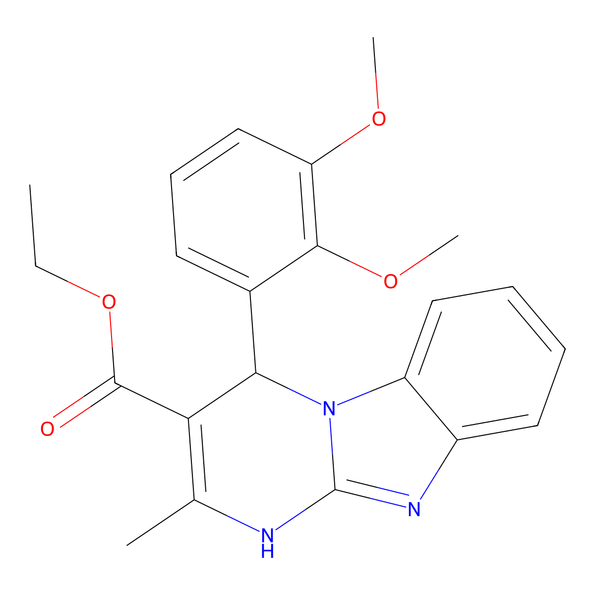 Ethyl 4-(2,3-dimethoxyphenyl)-2-methyl-1,4-dihydropyrimido[1,2-a]benzimidazole-3-carboxylate molecular structure, CAS 727405-92-7