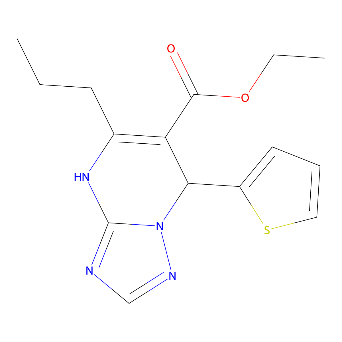 Ethyl 5-propyl-7-(2-thienyl)-4,7-dihydro[1,2,4]triazolo[1,5-a]pyrimidine-6-carboxylate molecular structure, CAS 727406-21-5