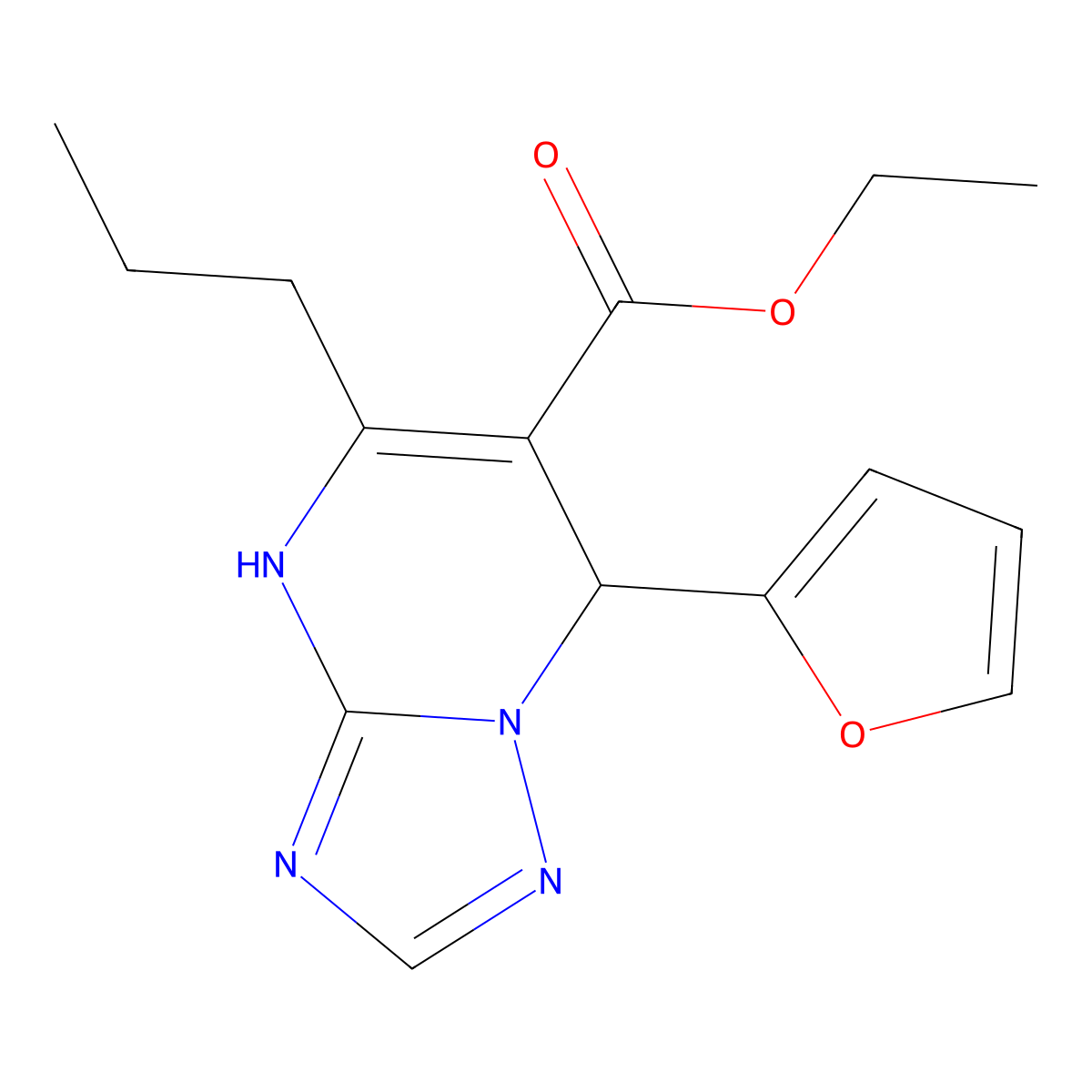 Ethyl 7-(furan-2-yl)-5-propyl-4,7-dihydro[1,2,4]triazolo[1,5-a]pyrimidine-6-carboxylate molecular structure, CAS 727406-23-7