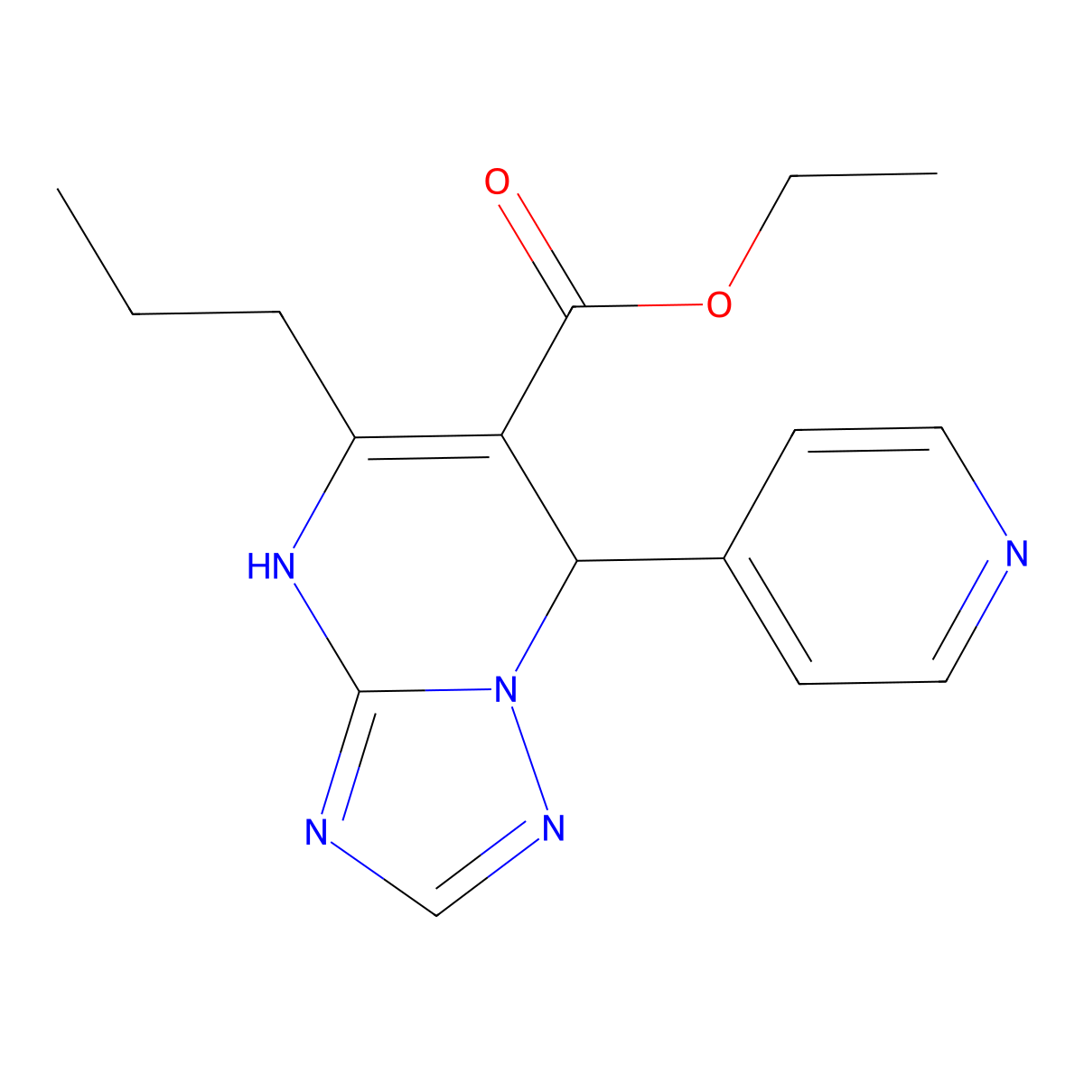 Ethyl 5-propyl-7-(4-pyridyl)-4,7-dihydro[1,2,4]triazolo[1,5-a]pyrimidine-6-carboxylate molecular structure, CAS 727406-28-2