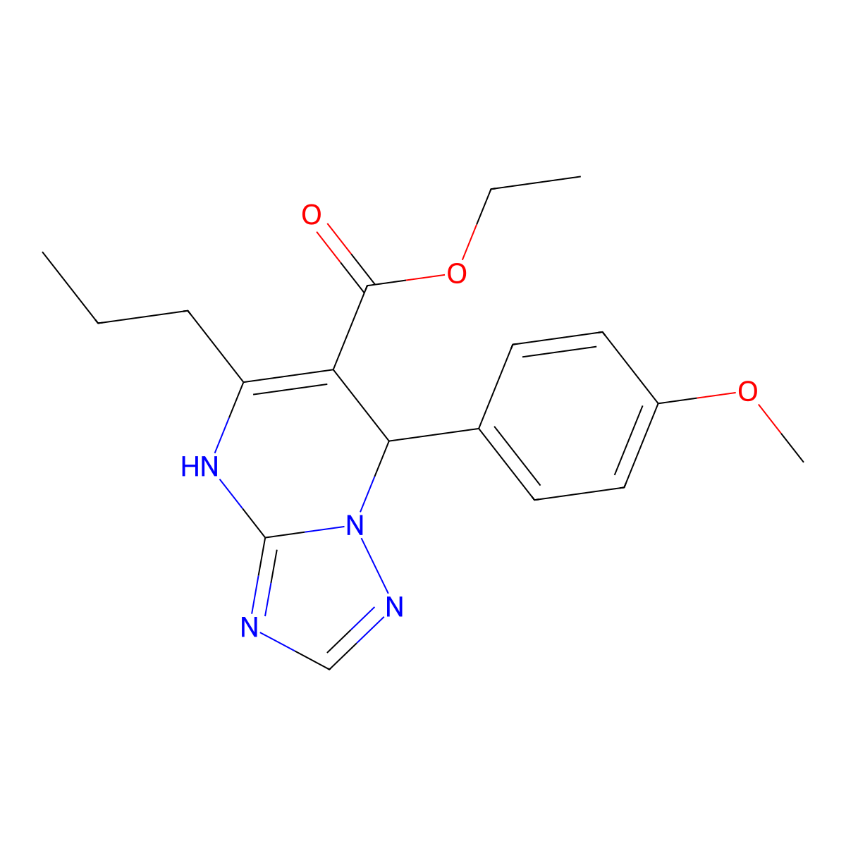 Ethyl 7-(4-methoxyphenyl)-5-propyl-4,7-dihydro[1,2,4]triazolo[1,5-a]pyrimidine-6-carboxylate molecular structure, CAS 727406-30-6