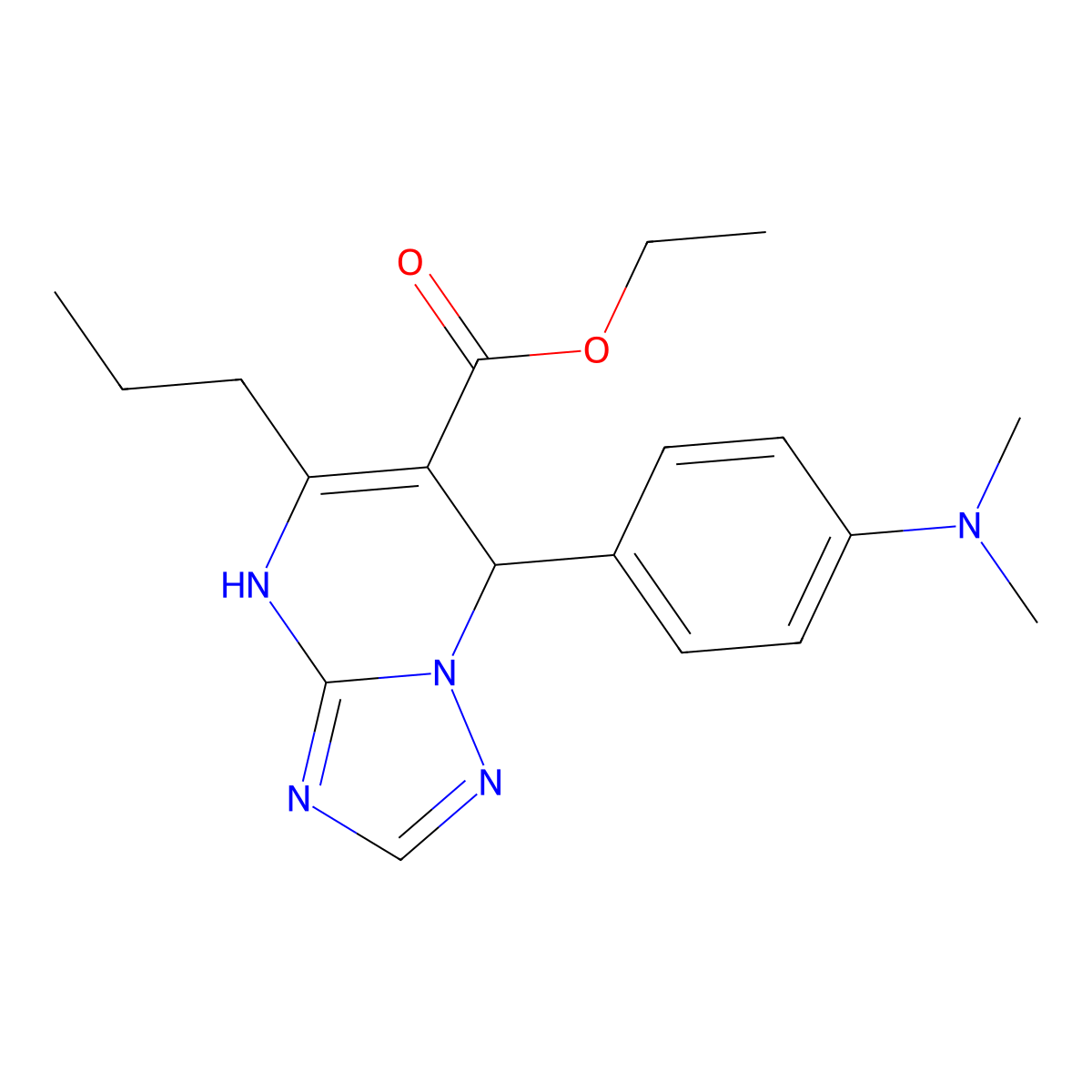 Ethyl 7-[4-(dimethylamino)phenyl]-5-propyl-4,7-dihydro[1,2,4]triazolo[1,5-a]pyrimidine-6-carboxylate molecular structure, CAS 727406-35-1