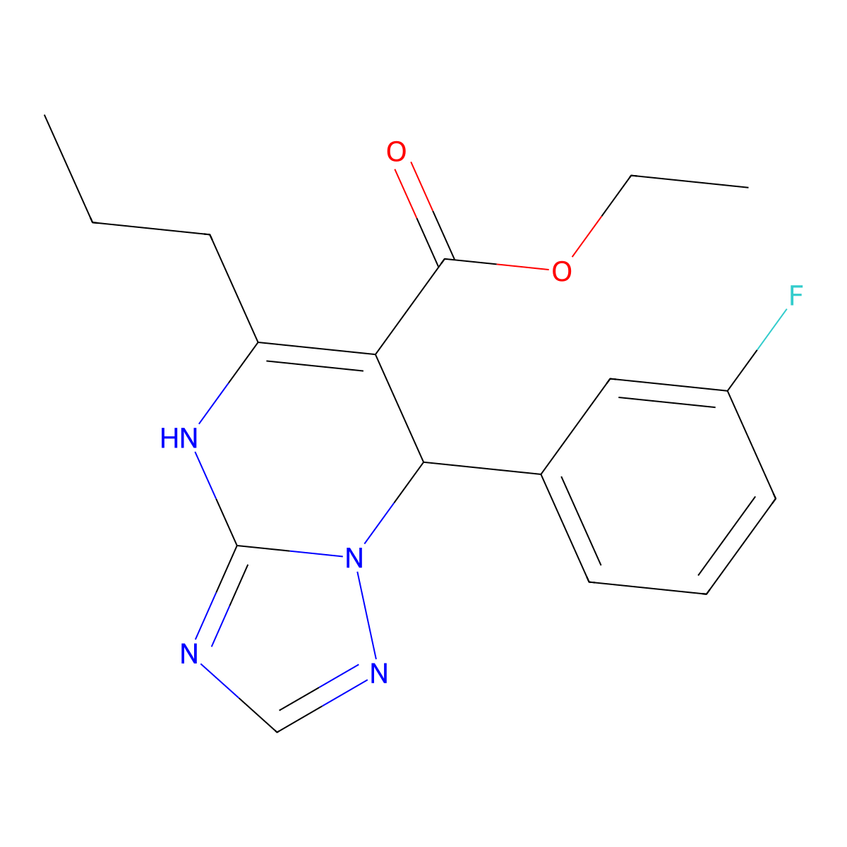 Ethyl 7-(3-fluorophenyl)-5-propyl-4,7-dihydro[1,2,4]triazolo[1,5-a]pyrimidine-6-carboxylate molecular structure, CAS 727406-42-0