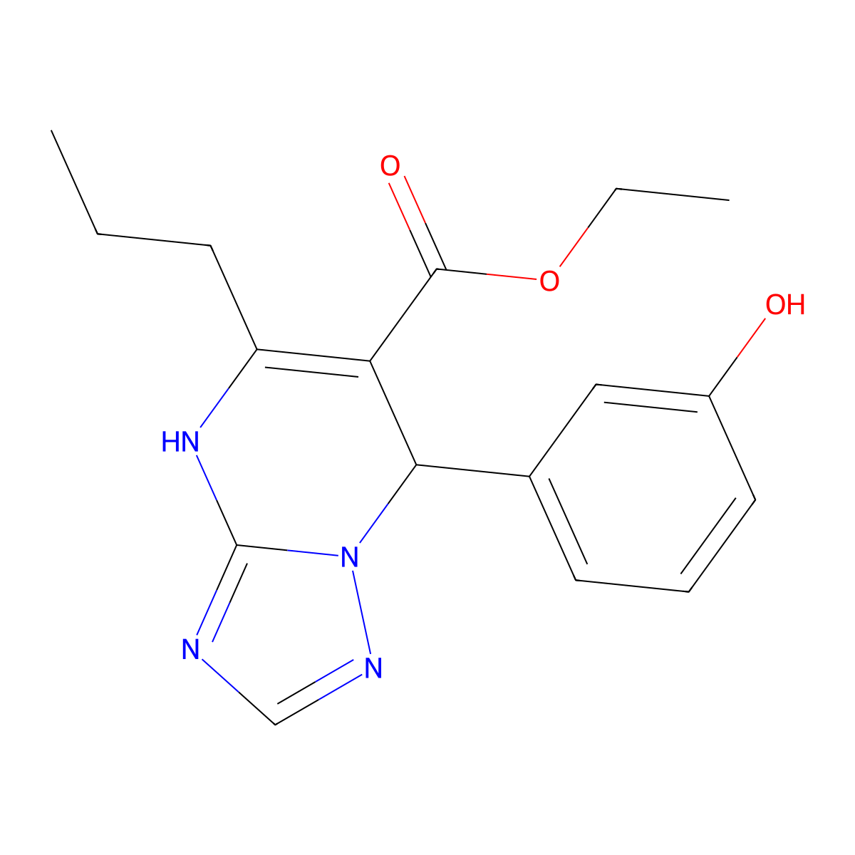 Ethyl 7-(3-hydroxyphenyl)-5-propyl-4,7-dihydro[1,2,4]triazolo[1,5-a]pyrimidine-6-carboxylate molecular structure, CAS 727406-43-1