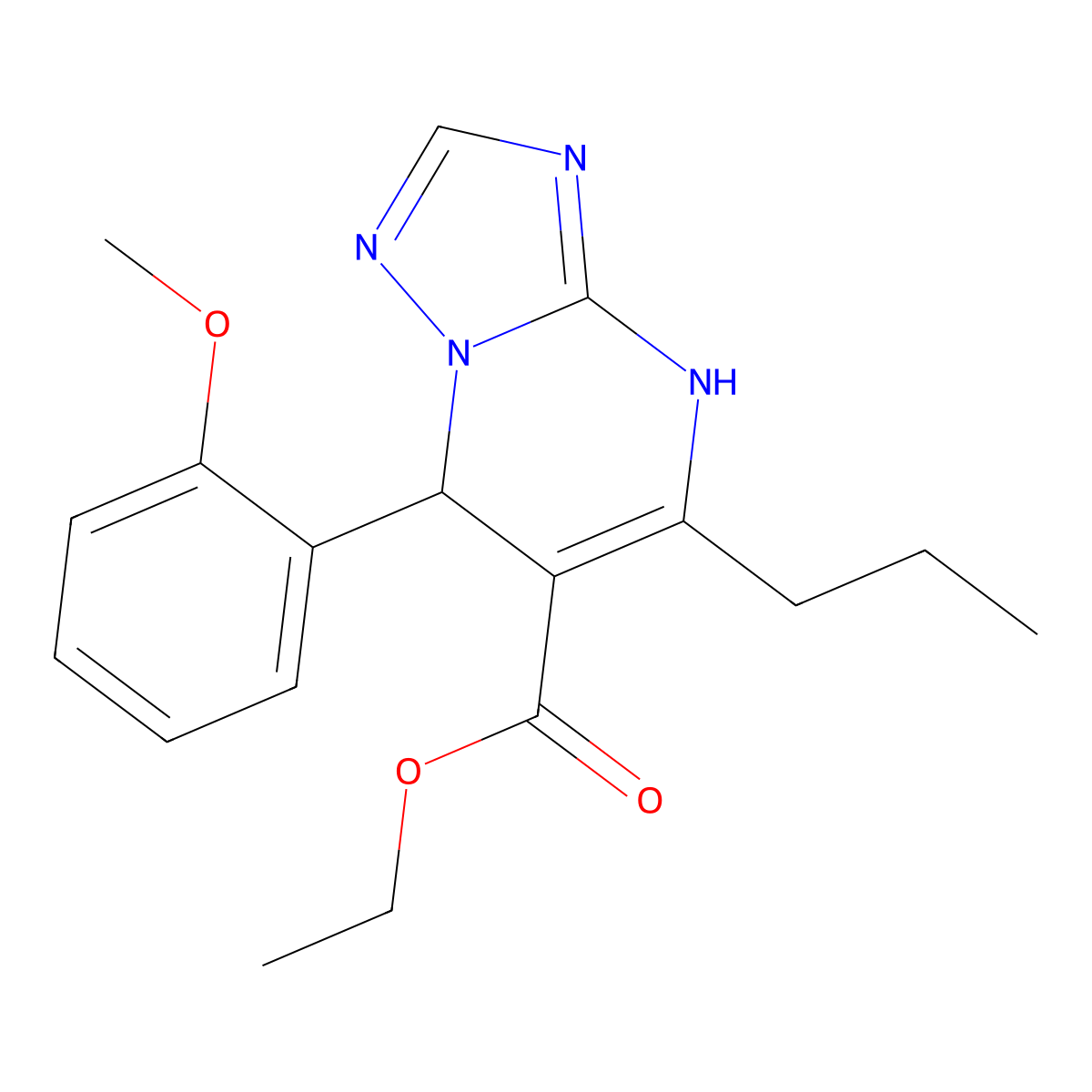 Ethyl 7-(2-methoxyphenyl)-5-propyl-4,7-dihydro[1,2,4]triazolo[1,5-a]pyrimidine-6-carboxylate molecular structure, CAS 727406-49-7