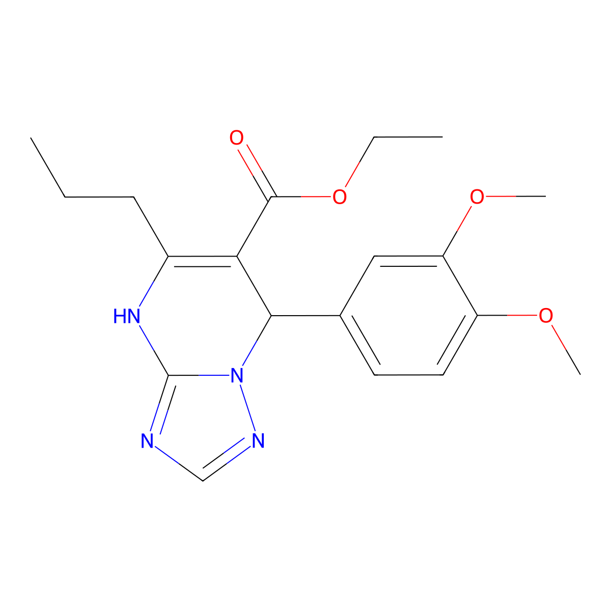 Ethyl 7-(3,4-dimethoxyphenyl)-5-propyl-4,7-dihydro[1,2,4]triazolo[1,5-a]pyrimidine-6-carboxylate molecular structure, CAS 727406-52-2