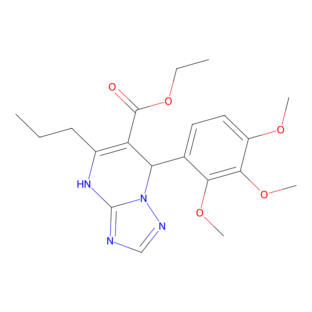 Ethyl 5-propyl-7-(2,3,4-trimethoxyphenyl)-4,7-dihydro[1,2,4]triazolo[1,5-a]pyrimidine-6-carboxylate molecular structure, CAS 727406-55-5