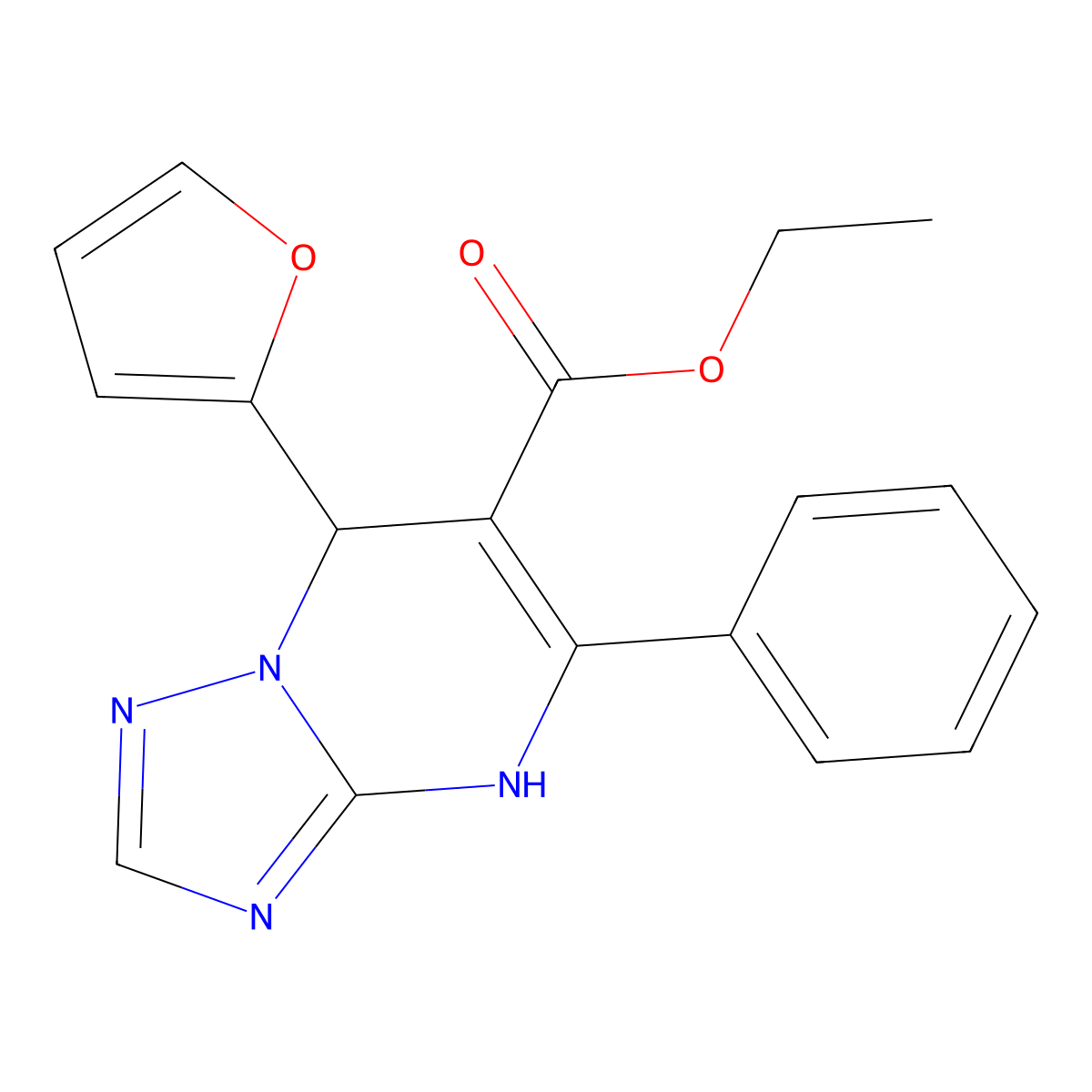 Ethyl 7-(2-furyl)-5-phenyl-4,7-dihydro[1,2,4]triazolo[1,5-a]pyrimidine-6-carboxylate molecular structure, CAS 727407-19-4
