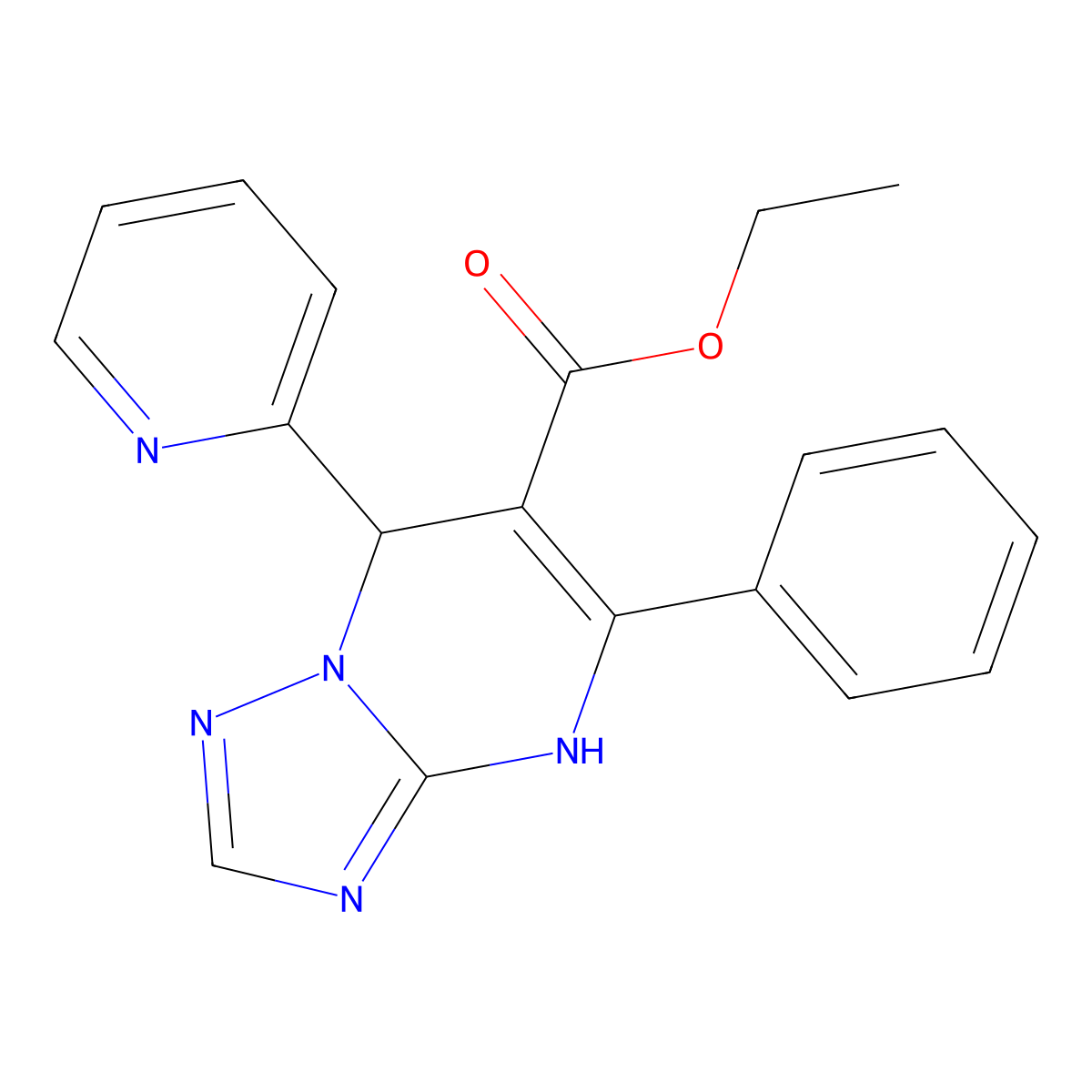 Ethyl 5-phenyl-7-(pyridin-2-yl)-4,7-dihydro[1,2,4]triazolo[1,5-a]pyrimidine-6-carboxylate molecular structure, CAS 727407-22-9