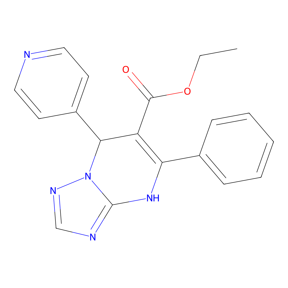 Ethyl 5-phenyl-7-(4-pyridyl)-4,7-dihydro[1,2,4]triazolo[1,5-a]pyrimidine-6-carboxylate molecular structure, CAS 727407-24-1