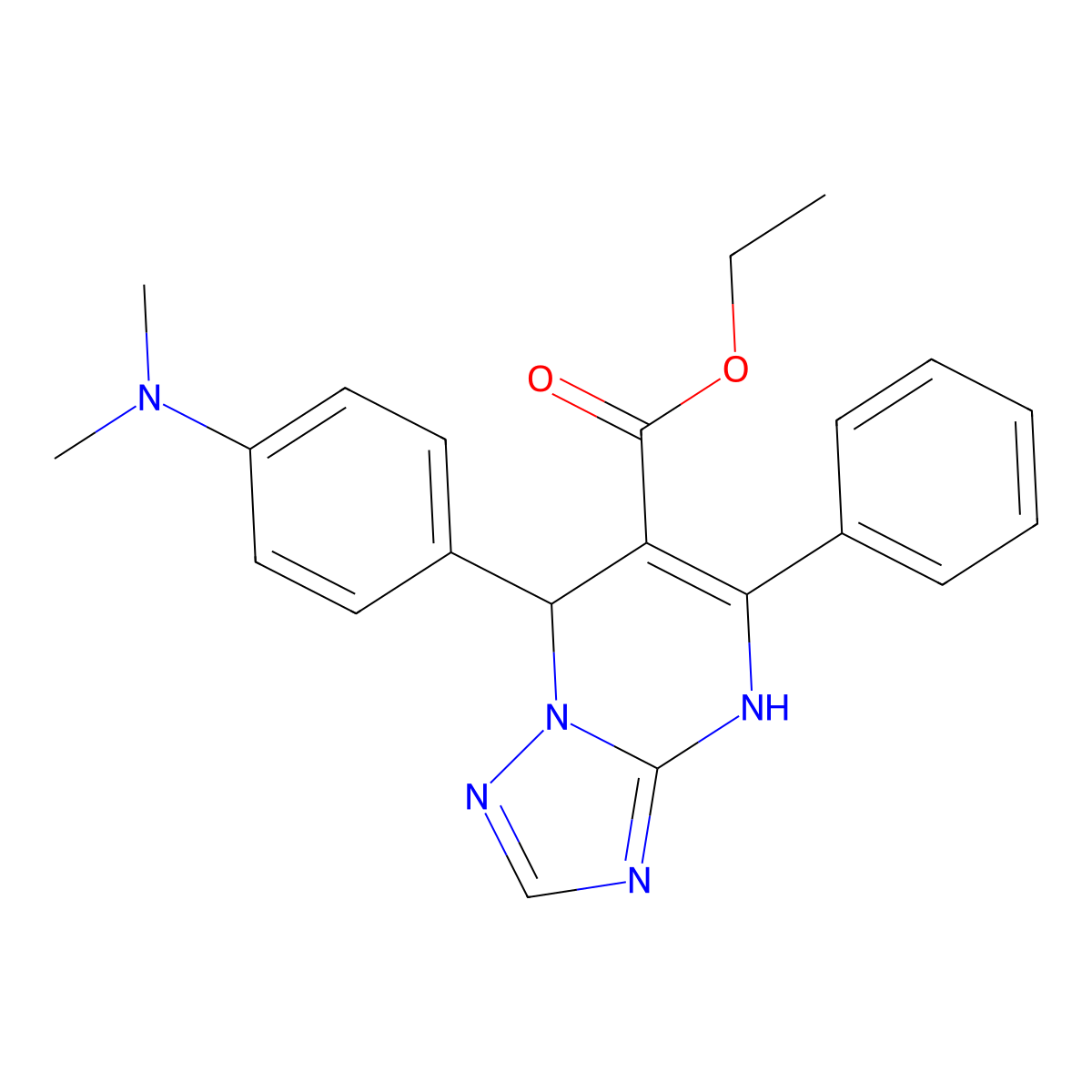 Ethyl 7-[4-(dimethylamino)phenyl]-5-phenyl-4,7-dihydro[1,2,4]triazolo[1,5-a]pyrimidine-6-carboxylate molecular structure, CAS 727407-26-3