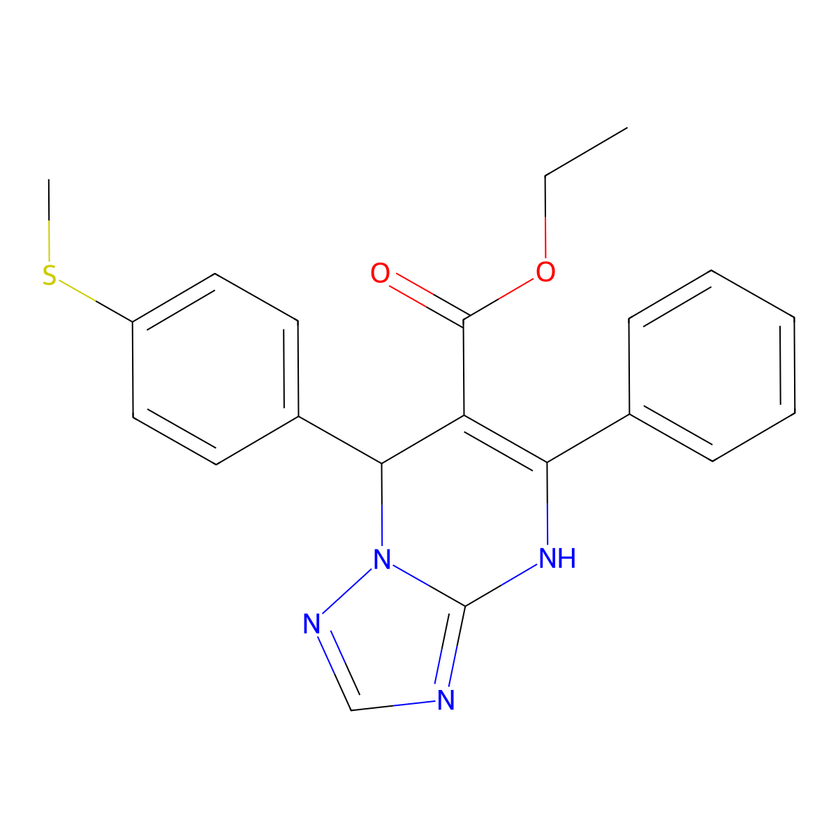 Ethyl 7-[4-(methylsulfanyl)phenyl]-5-phenyl-4,7-dihydro[1,2,4]triazolo[1,5-a]pyrimidine-6-carboxylate molecular structure, CAS 727407-28-5