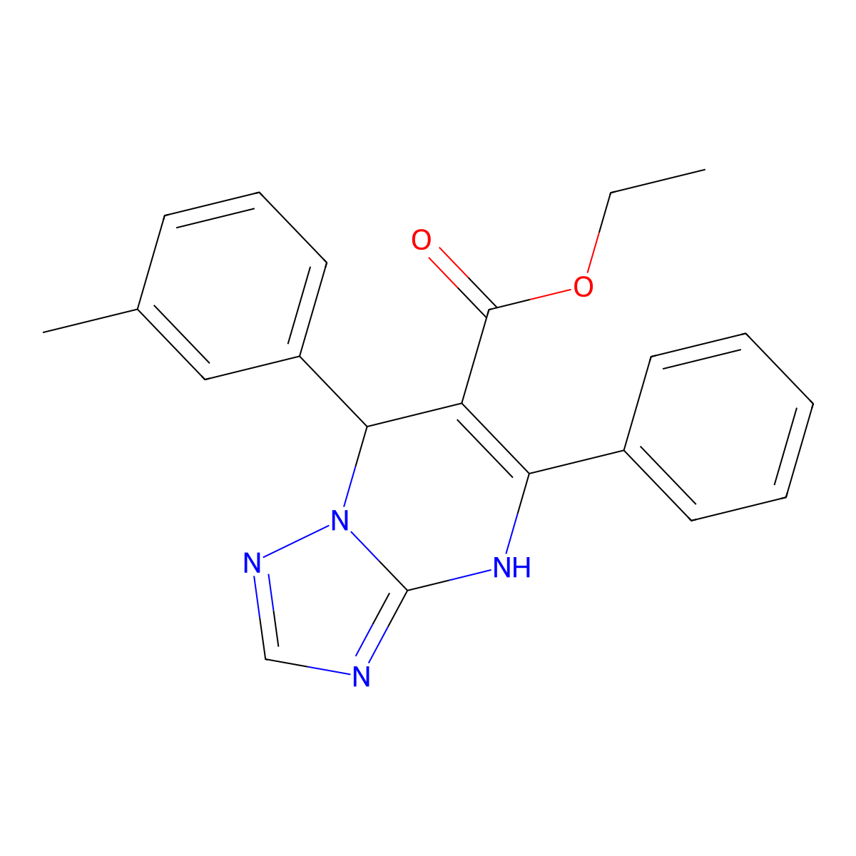 Ethyl 7-(3-methylphenyl)-5-phenyl-4,7-dihydro[1,2,4]triazolo[1,5-a]pyrimidine-6-carboxylate molecular structure, CAS 727407-29-6